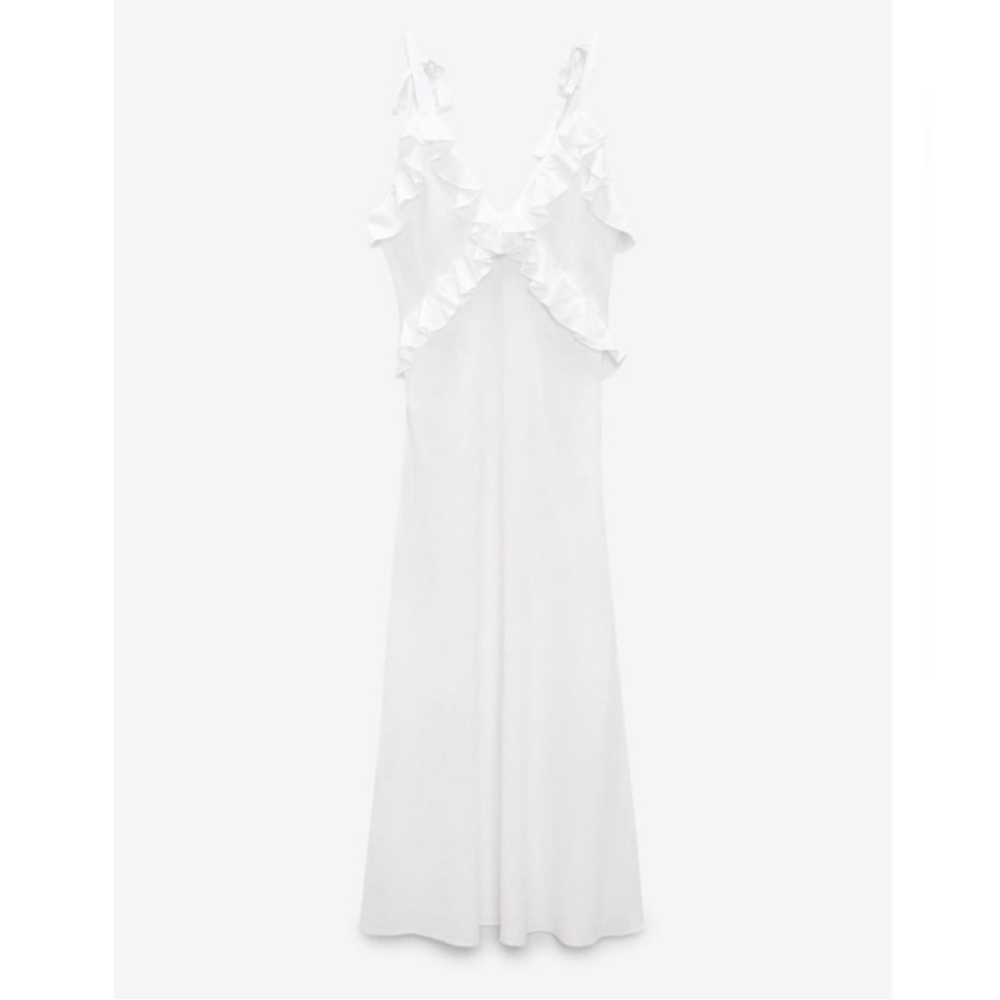 Zara Ruffled Linen Blend Dress